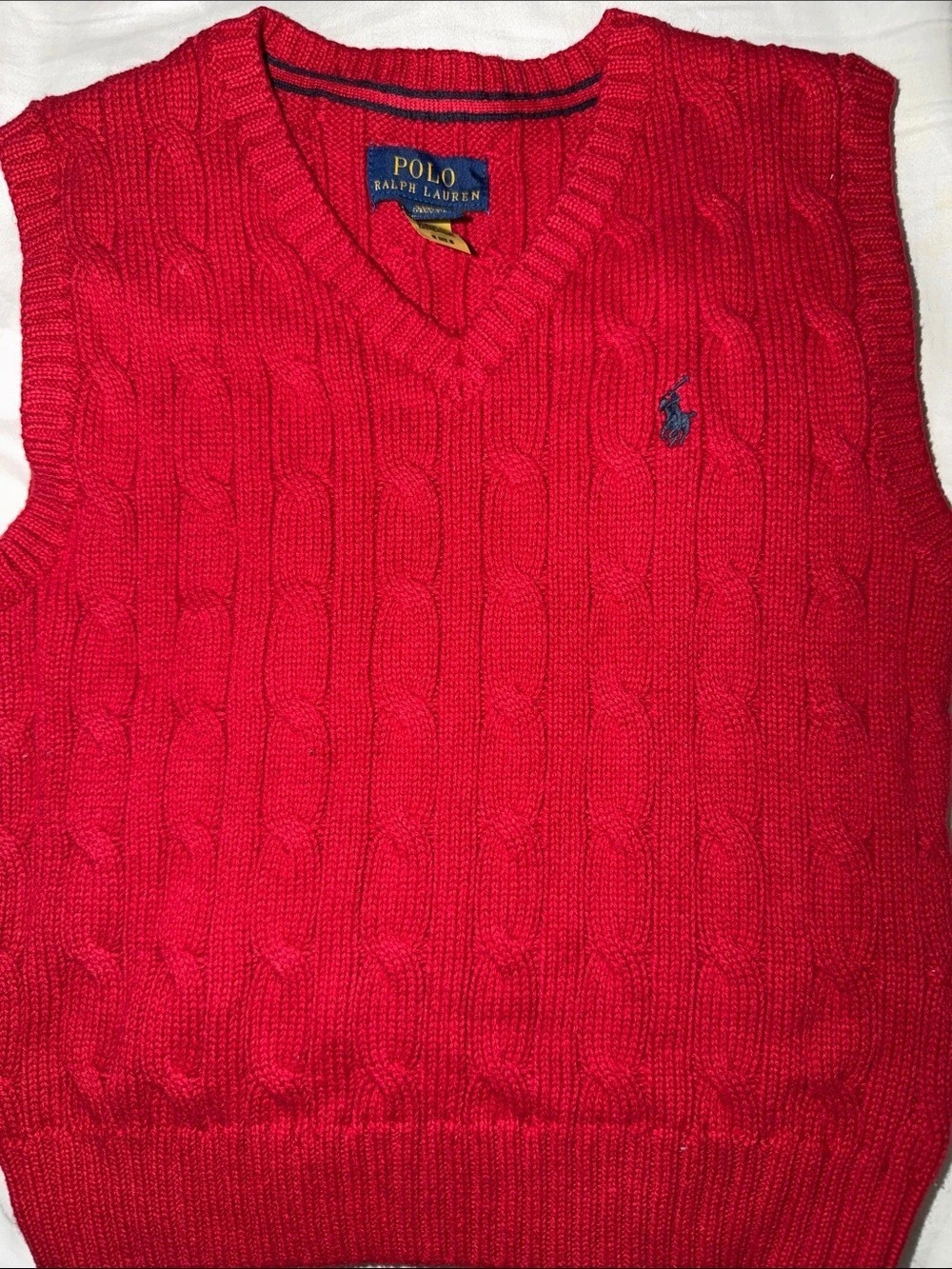 Polo Ralph Lauren Cable-Knit Cotton Sweater Vest V-Neck Cable Knit Sweater Vest